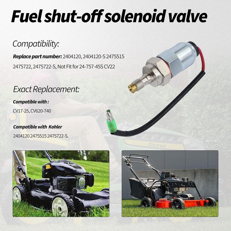 OXCANO Carburetor Fuel Solenoid Kit Replacement for Kohler 2475722-S 2404120-S 2475515 CV17-25 CV620-740 Engine, Not Fit for 24-757-45S CV22 Engines - Image 5